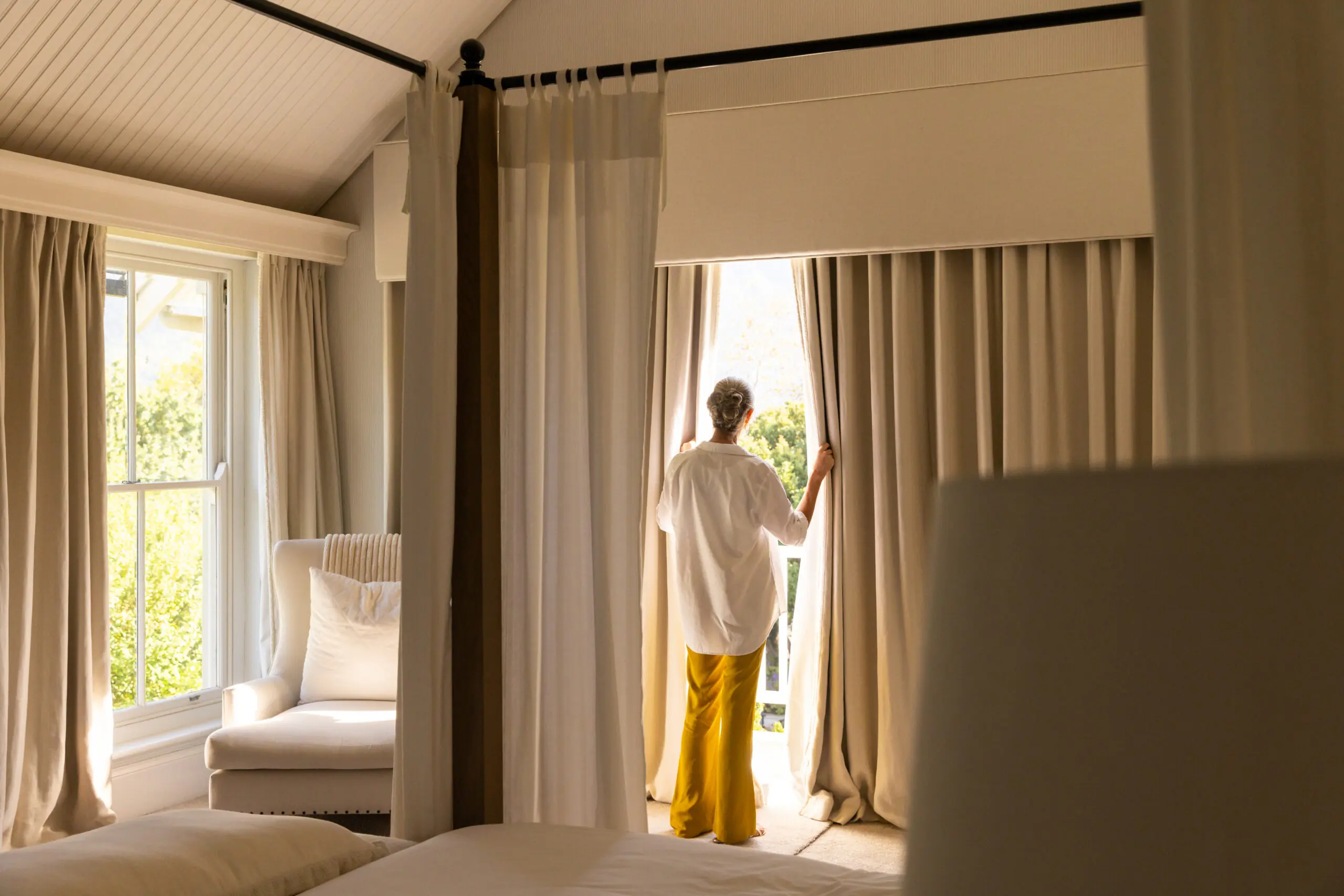 Relaxing hotel stay with morning sunlight view