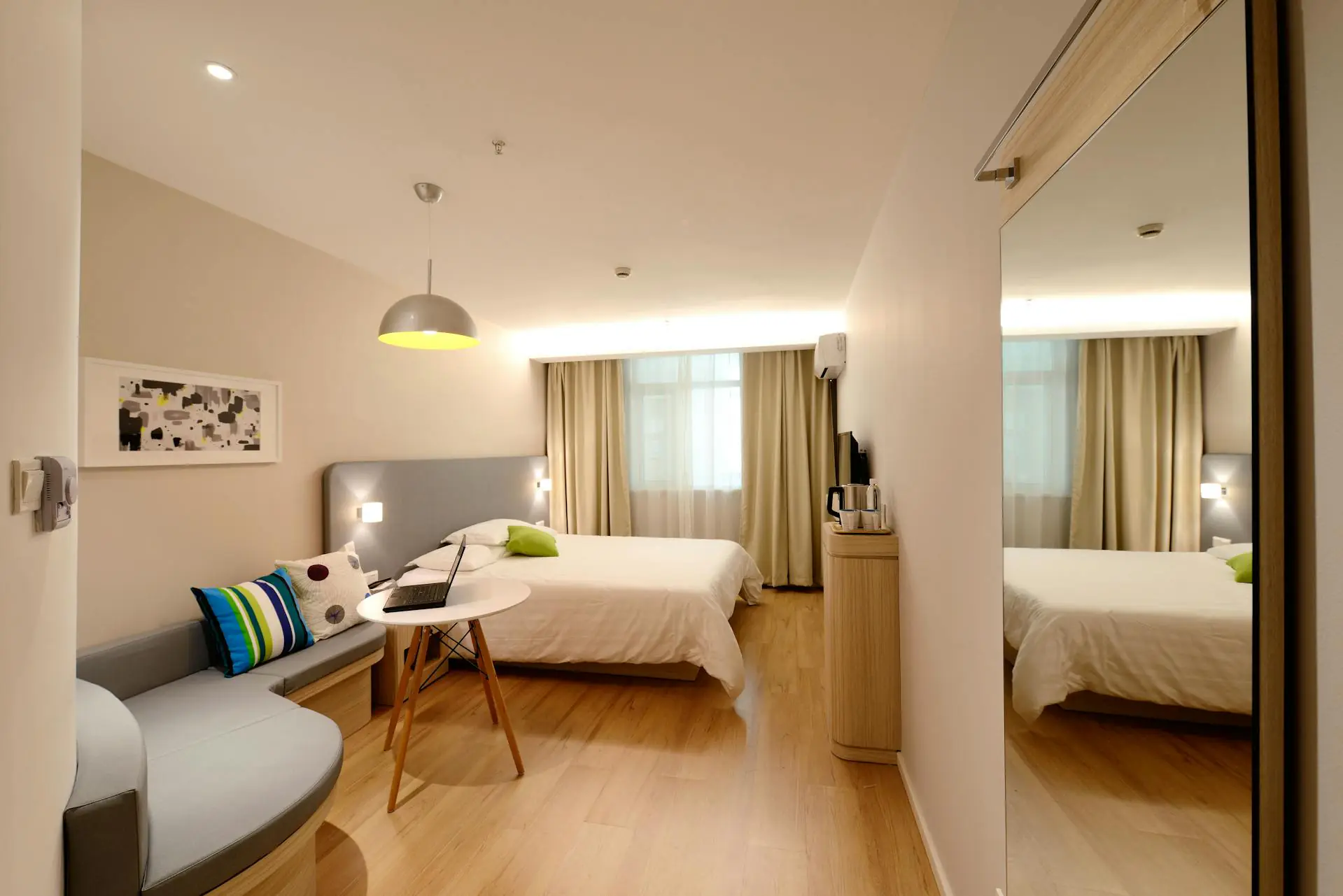 Modern cozy hotel room with elegant design
