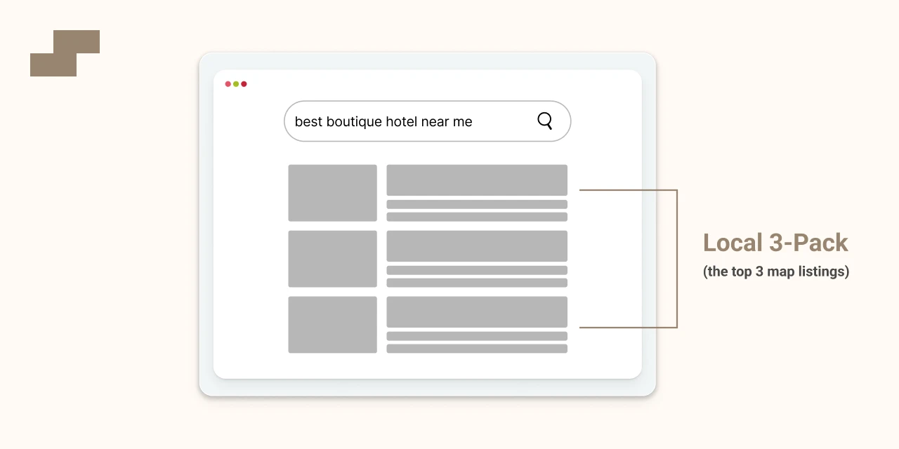 google search local seo 3 pack for hotels restaurants